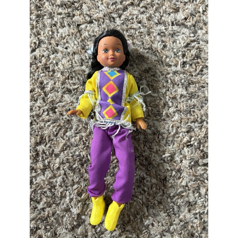Vintage 1992 Kid Kore Doll Native American Girl Yellow‎ Purple Outfit 7"